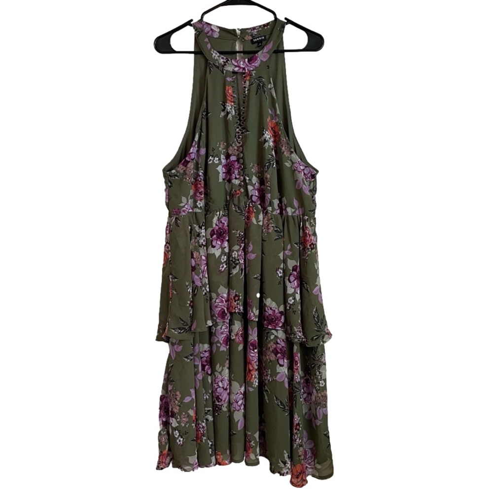 Torrid Olive Green Floral Dress